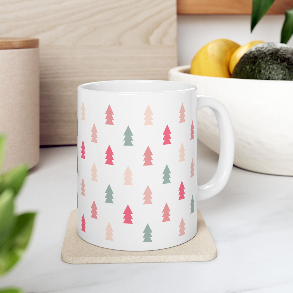 Mini Christmas Trees Ceramic Mug Coffee Cup (11oz & 15oz)