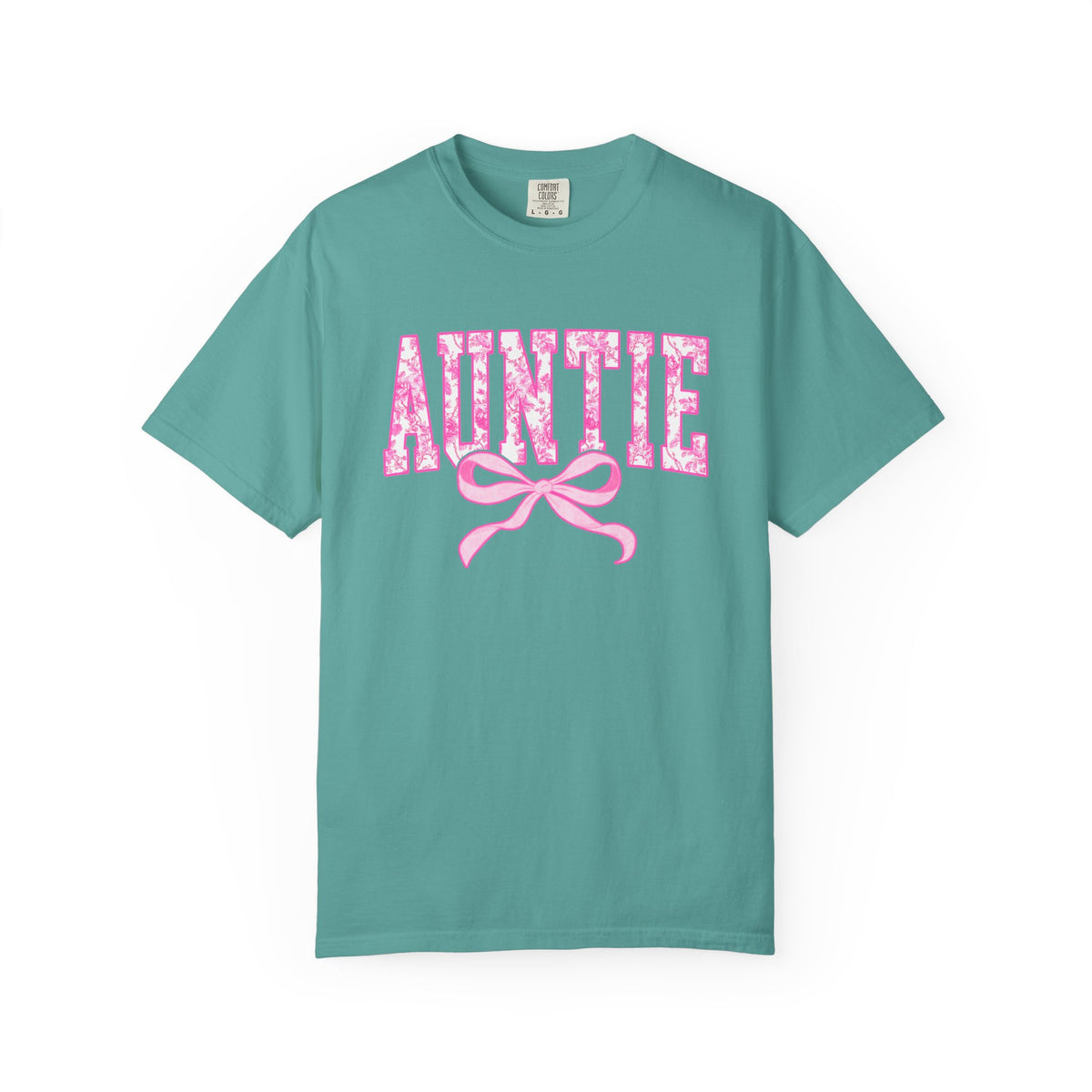 Auntie Coquette Pink Toile Bow T-Shirt Cute Aunt Graphic Tee
