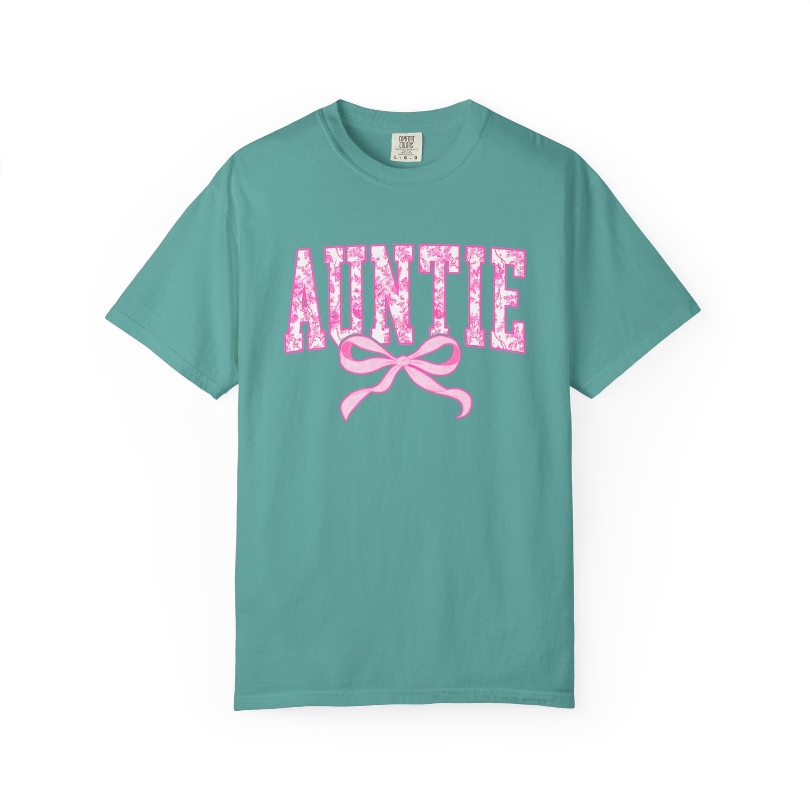 Auntie Coquette Pink Toile Bow T-Shirt Cute Aunt Graphic Tee