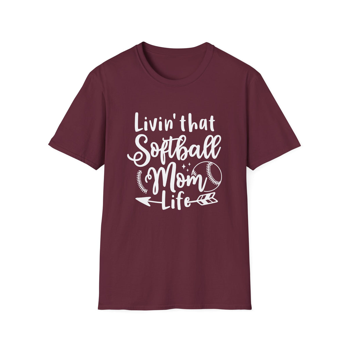 Livin' That Softball Mom Life Graphic T-Shirt Cute Sports Mom Tee (12 Team Colors)