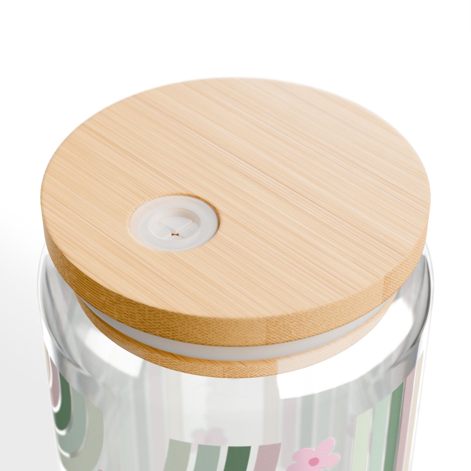 Retro In Bloom Tumbler Sipper Glass 16oz — Reusable Drink Jar with Lid & Straw