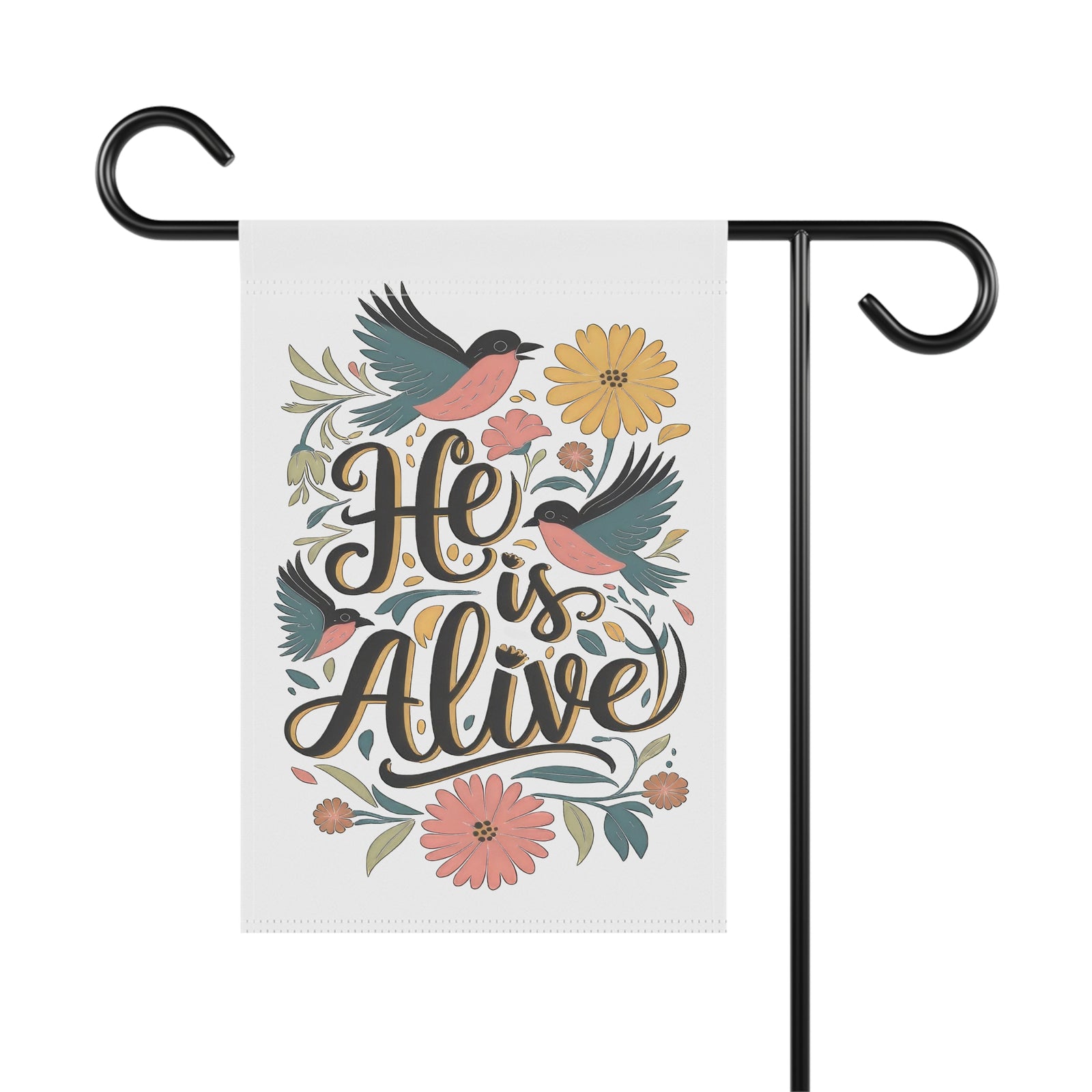He Is Alive Garden Flag Floral Christian Easter Spring Bird House Banner