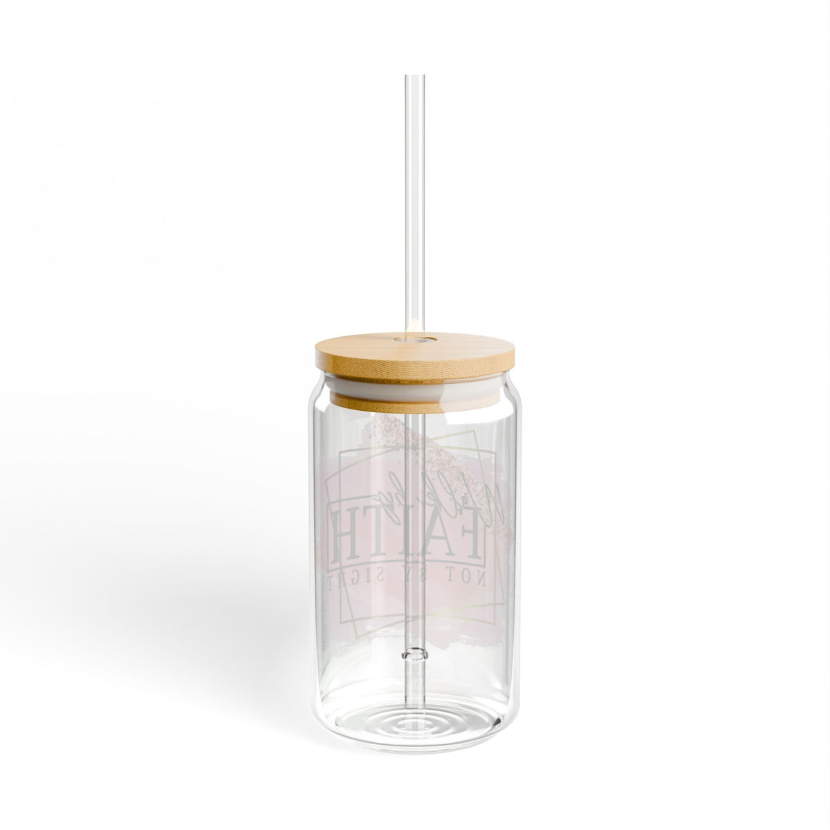 Walk by Faith Not by Sight Inspirational Tumbler Sipper Glass 16oz — Reusable Drink Jar with Lid & Straw - Sydney So Sweet