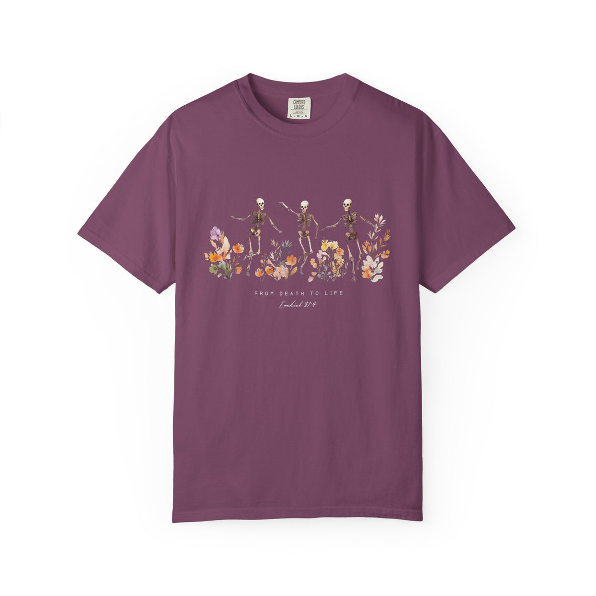 Floral Skeletons From Death to Life T-Shirt Halloween Christian Graphic Tee