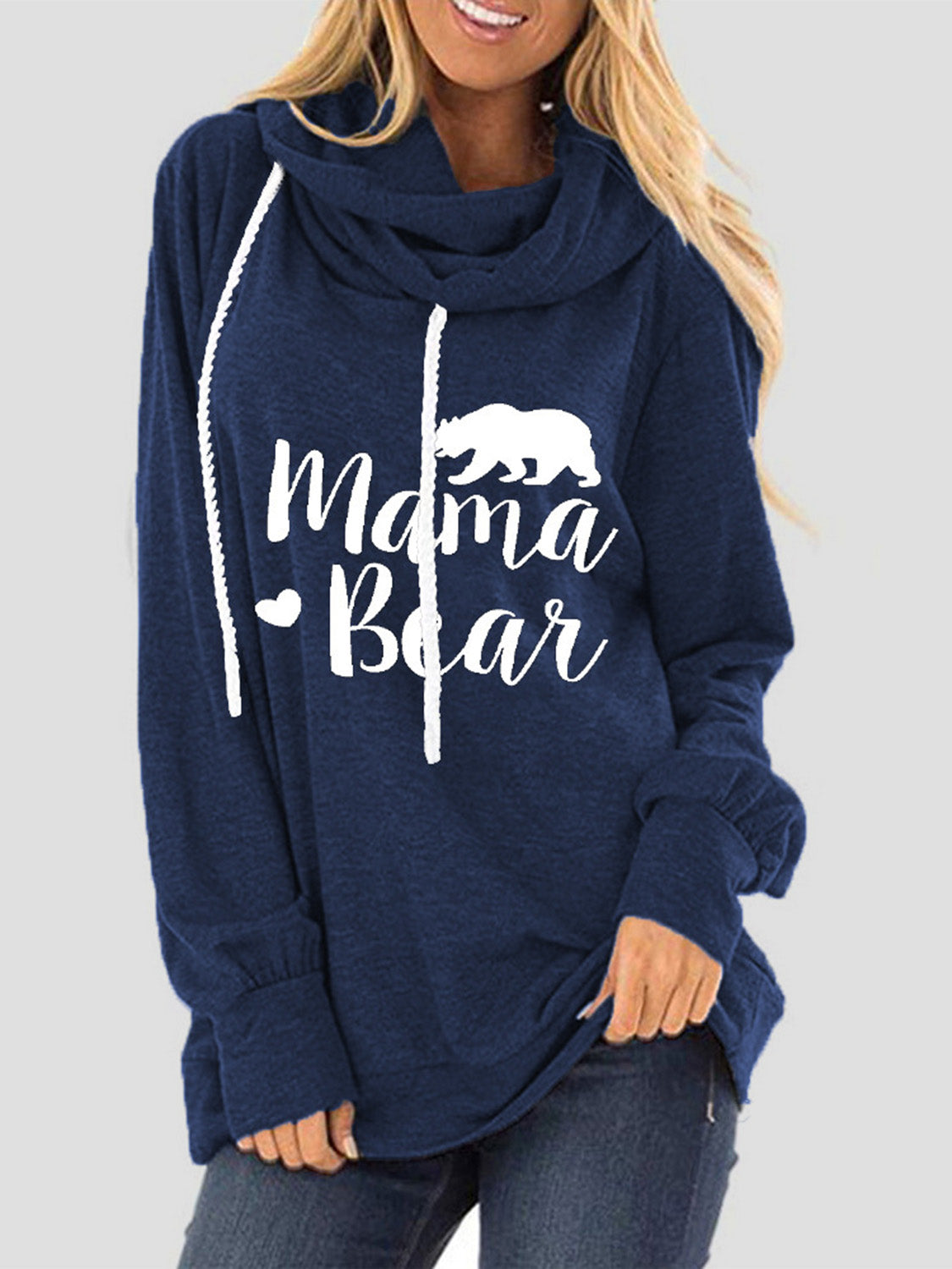 Drawstring Mama Bear Long Sleeve Women's Graphic Hoodie - Sydney So Sweet