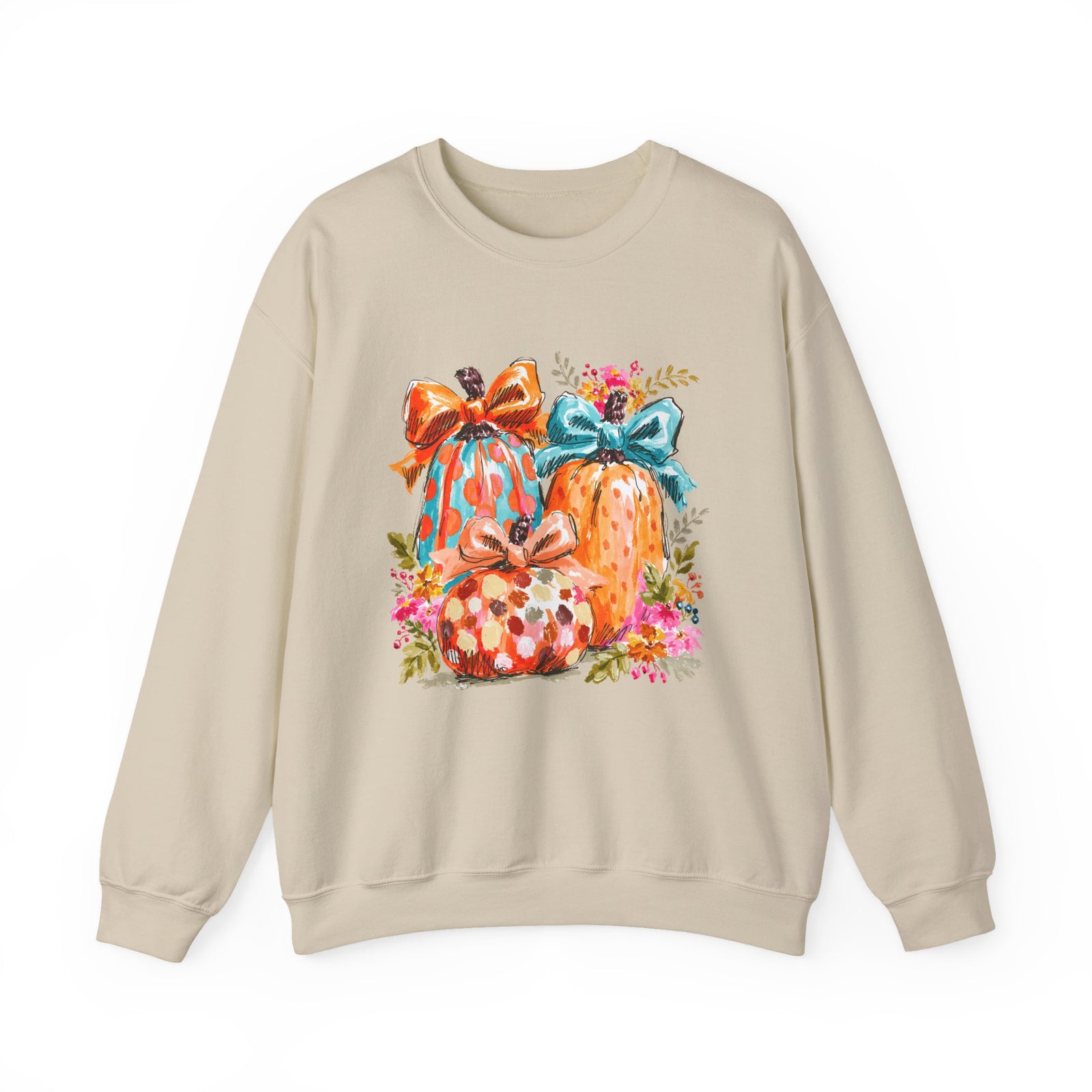 Floral Preppy Coquette Fall Pumpkin Sweatshirt Cute Watercolor Graphic Pullover