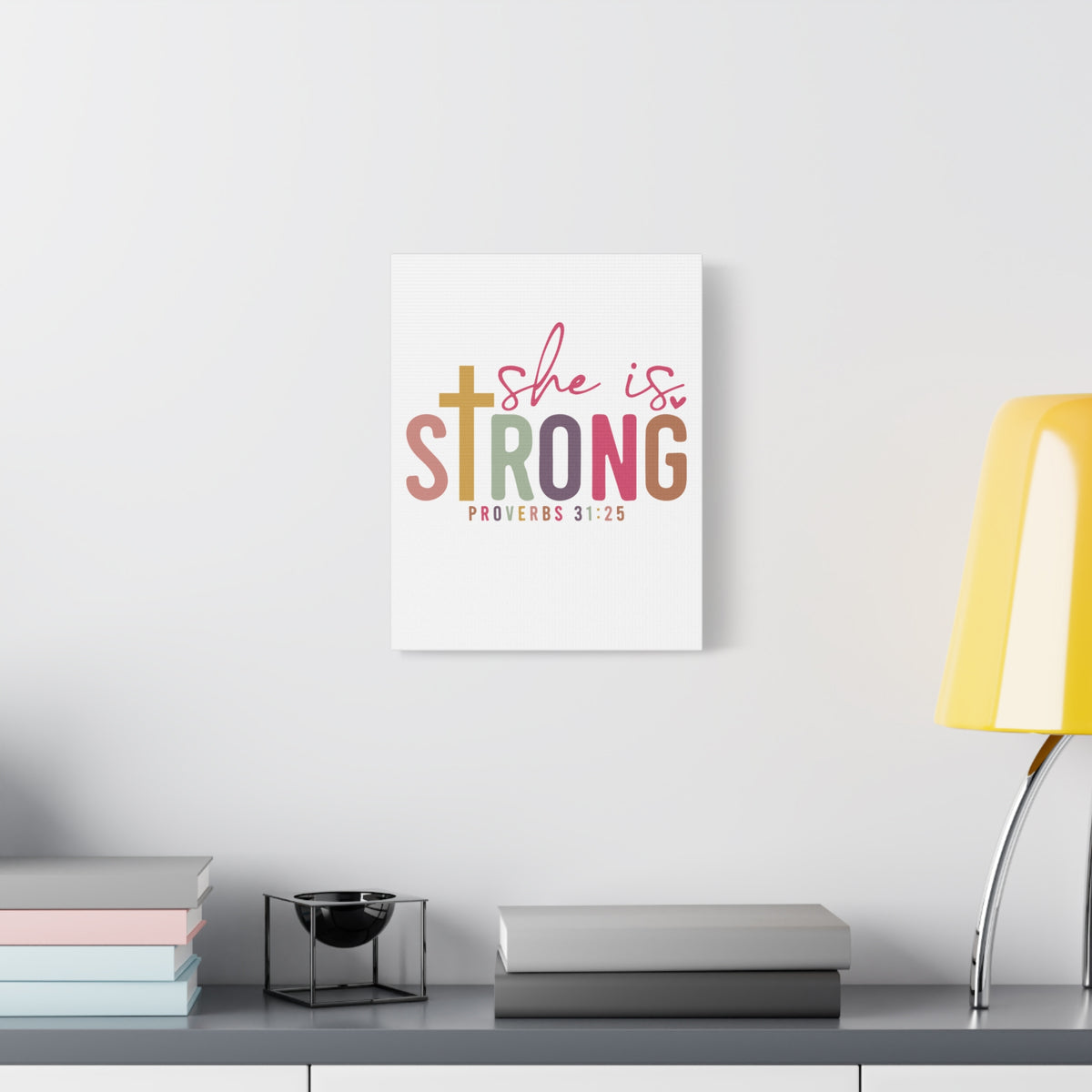 She Is Strong Canvas Wall Art Proverbs 31:25 Inspirational Christian Canvas