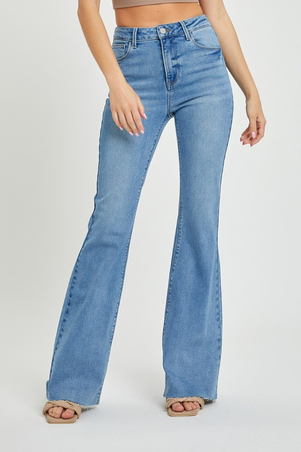 RISEN Full Size High Rise Raw Cut Hem Bootcut Jeans - Sydney So Sweet