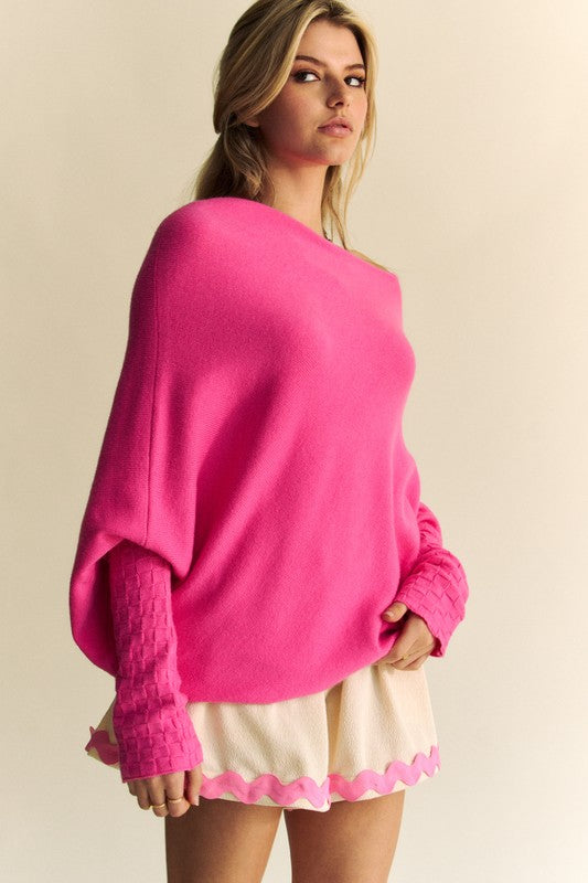 Davi & Dani Solid Color Batwing Sleeve Sweater - Sydney So Sweet