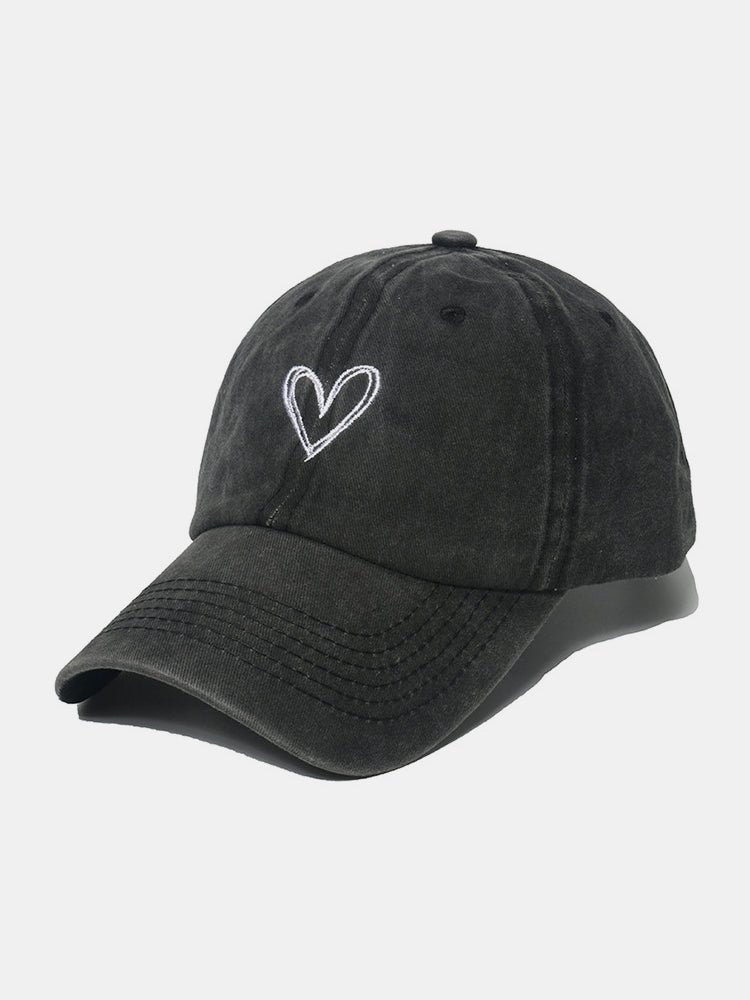 Embroidered Heart Washed Cotton Baseball Cap - Sydney So Sweet