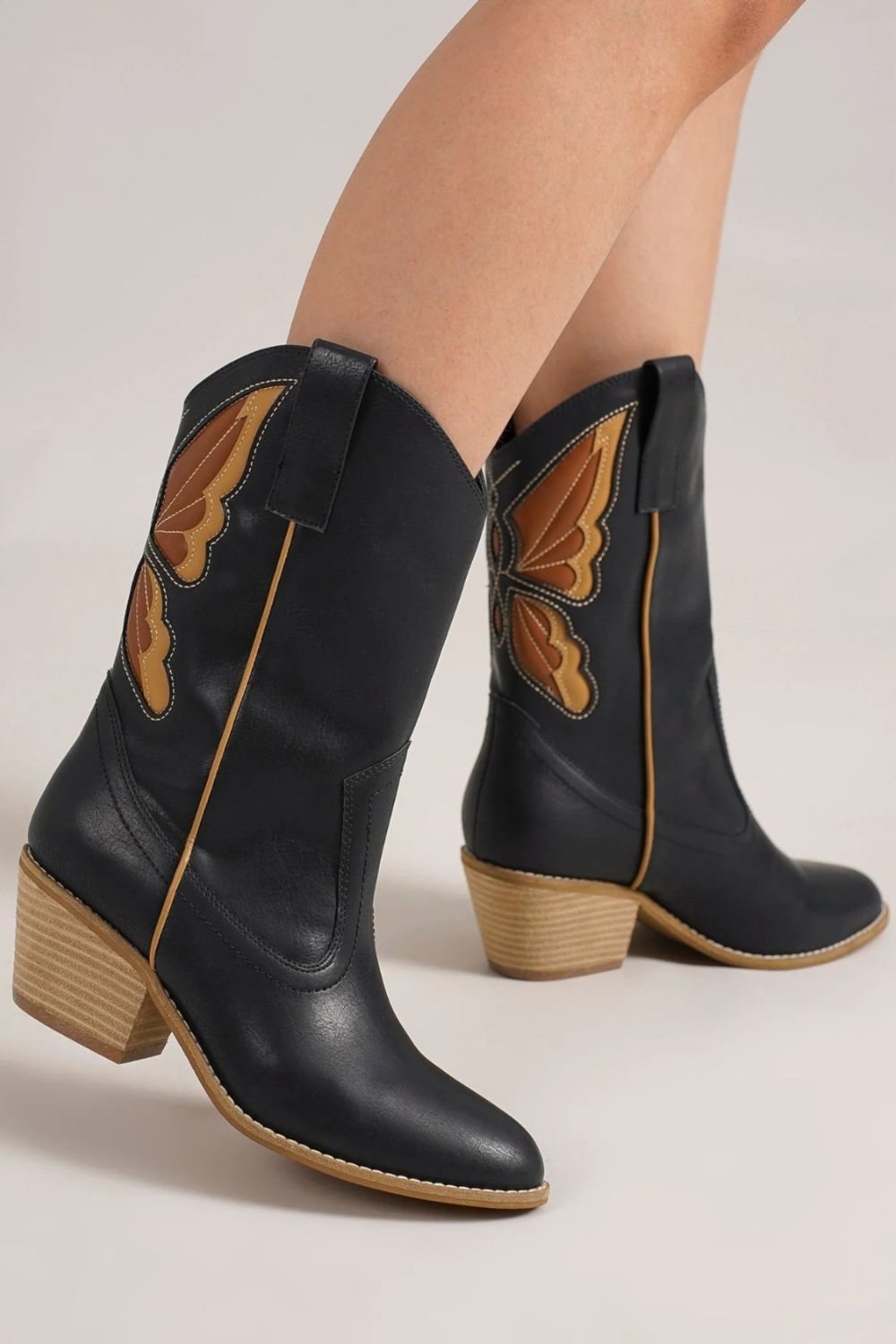 Beast Fashion Butterfly Cut Detail Point Toe Boots - Sydney So Sweet