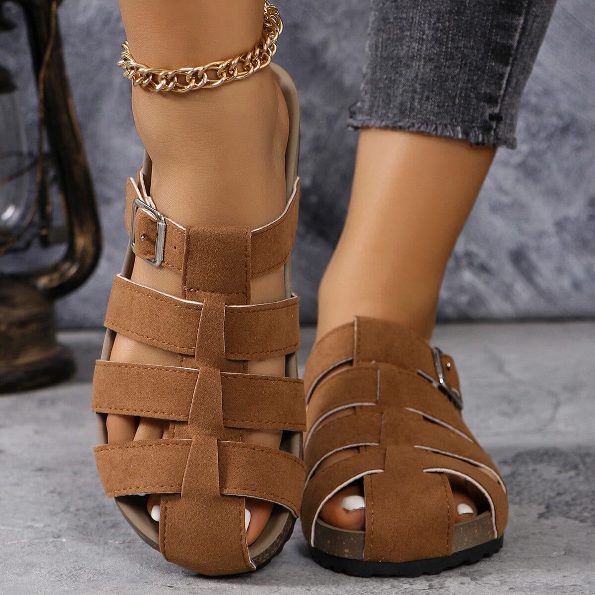 Suede Round Toe Woven Sandals - Sydney So Sweet