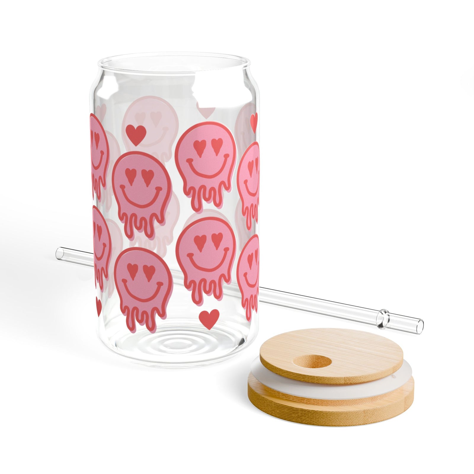 Love Melt Valentine Tumbler Sipper Glass 16oz — Reusable Drink Jar with Lid & Straw - Sydney So Sweet