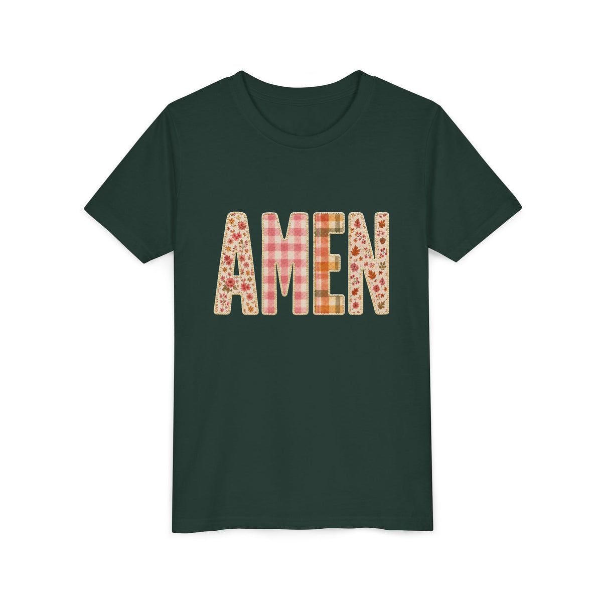 AMEN Floral Plaid Tee Kids Christian Graphic T-Shirt