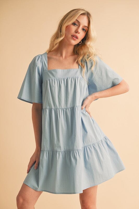 Aemi + Co Square Neck Half Sleeve Tiered Dress - Sydney So Sweet