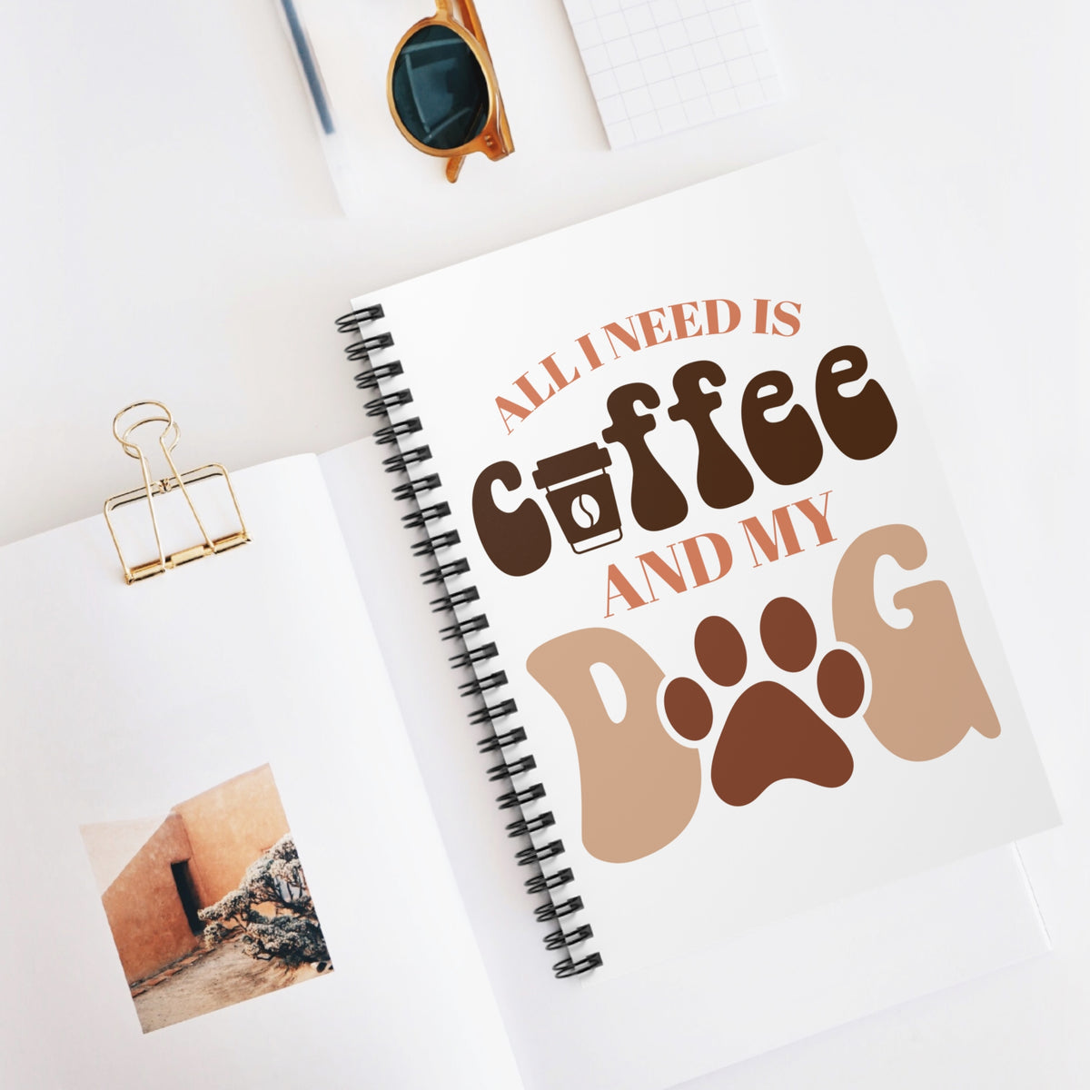 Coffee and My Dog Spiral Ruled Notebook Cute Paw Print Journal for Dog Lovers