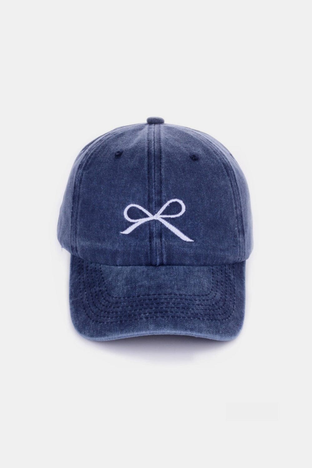 Zenana Bow Embroidered Washed Cotton Caps - Sydney So Sweet