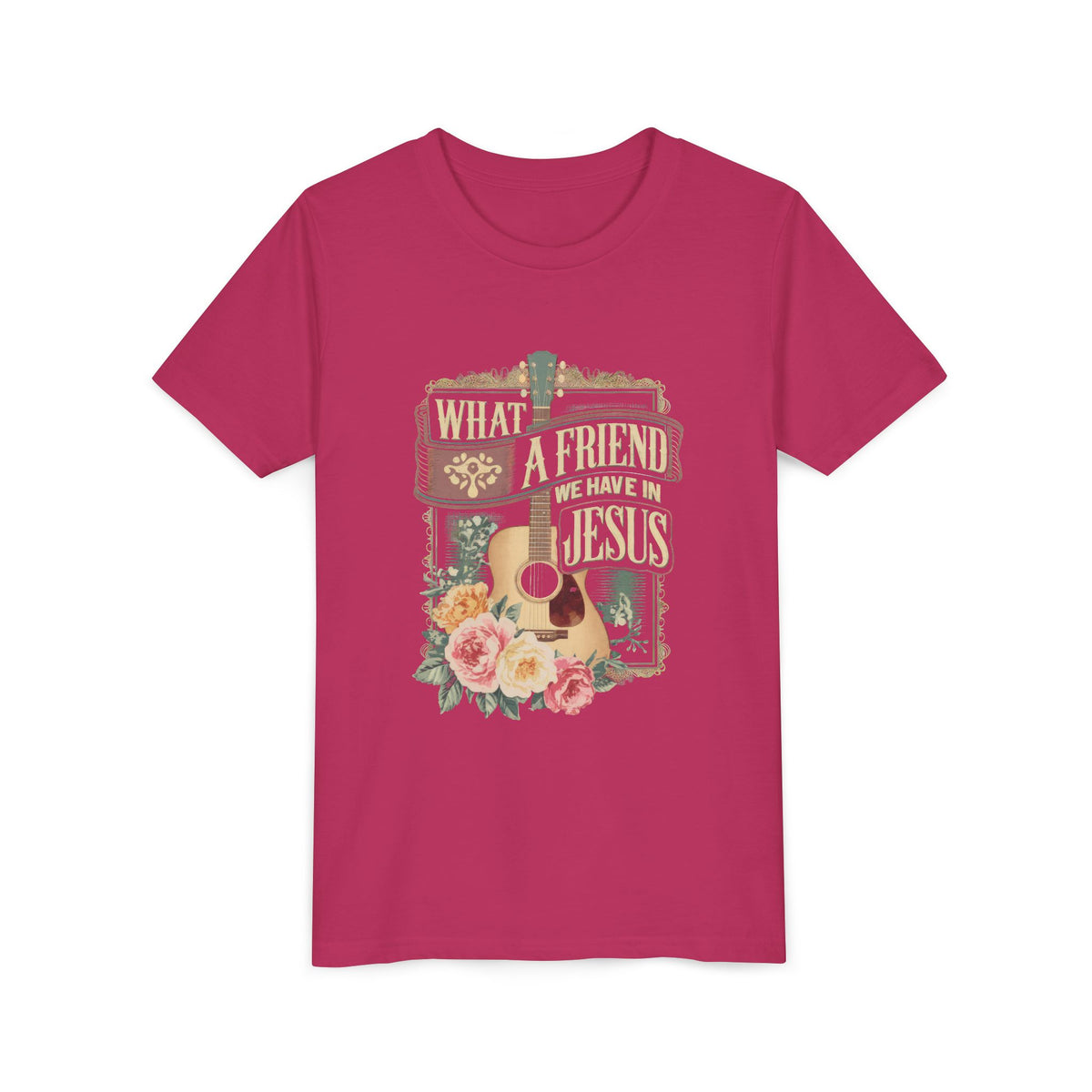 What a Friend We Have in Jesus Kids T-Shirt Christian Praise Guitar Graphic Tee