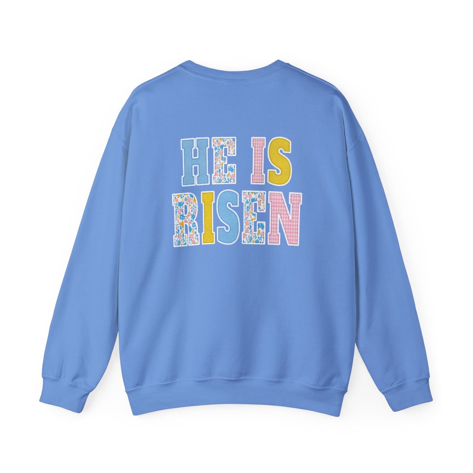 He is Risen Cross Floral Patchwork Easter Unisex Heavy Blend Crewneck Sweatshirt