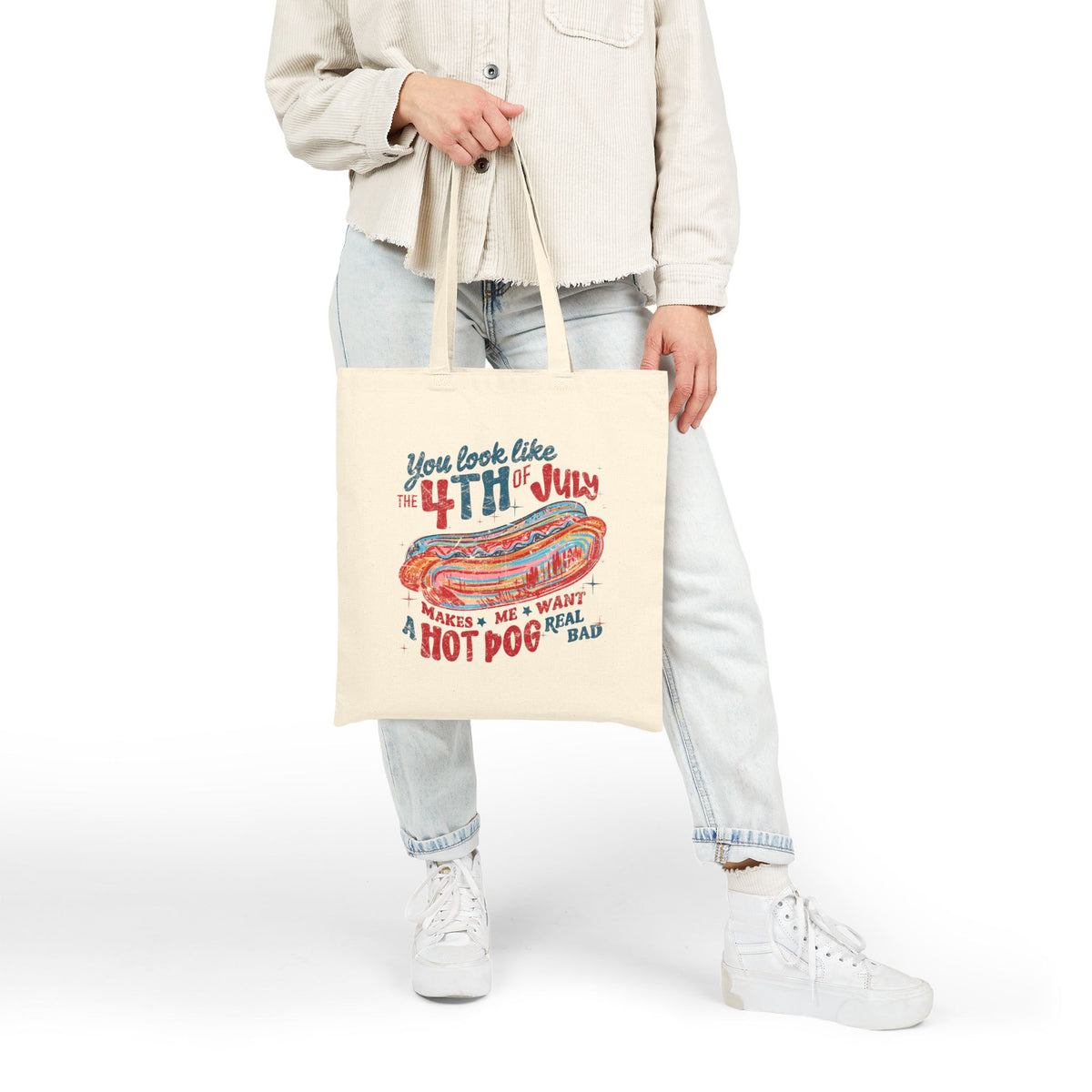 You Look Like the 4th of July Hot Dog Cotton Canvas Tote Bag