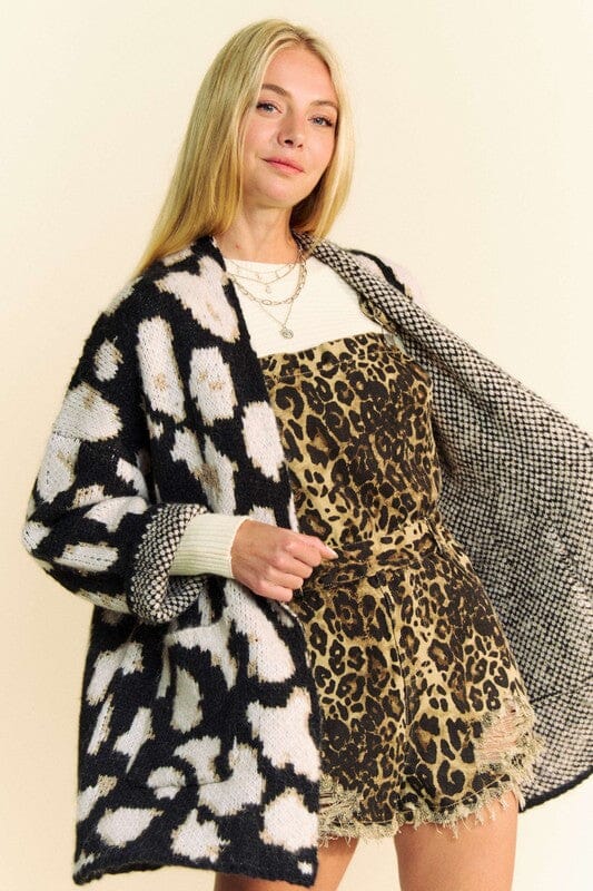 Davi & Dani Leopard Open Front Long Sleeve Cardigan - Sydney So Sweet