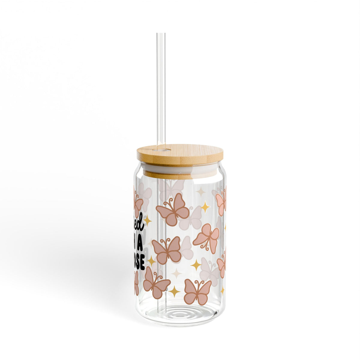 Created With A Purpose Tumbler Sipper Glass 16oz — Reusable Drink Jar with Lid & Straw