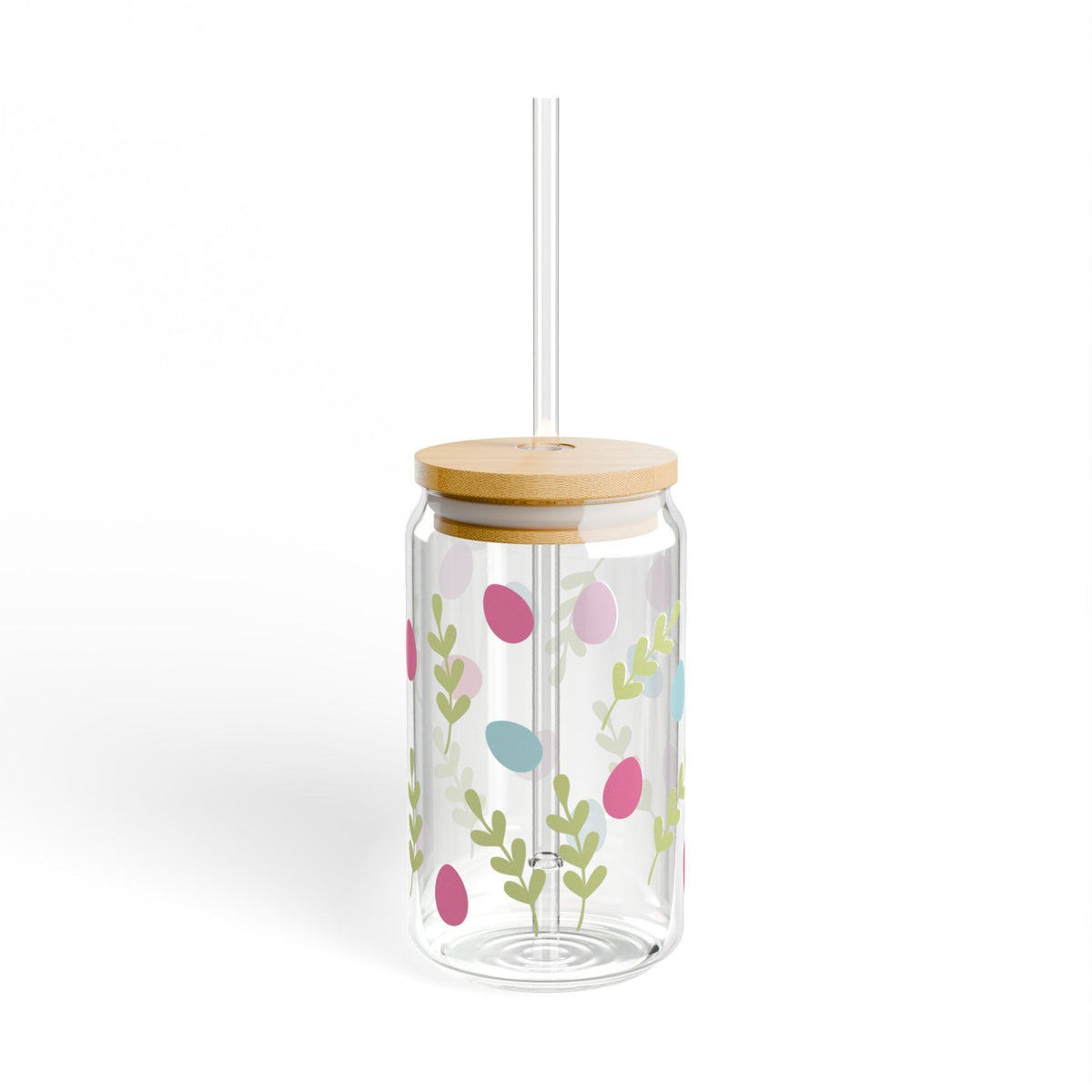Egg Hunt Tumbler Sipper Glass 16oz — Reusable Drink Jar with Lid & Straw
