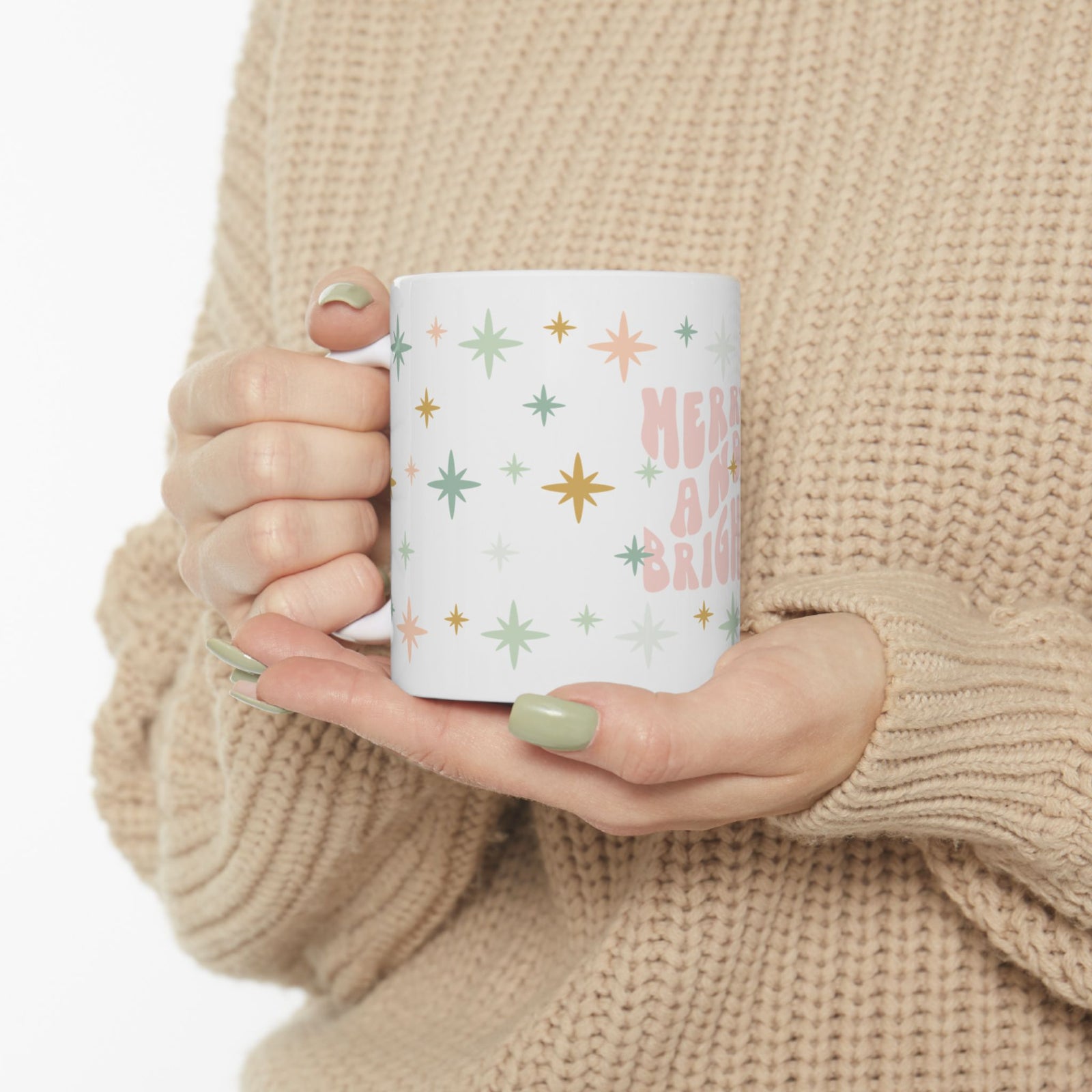 Merry & Bright Christmas Ceramic Mug Coffee Cup (11oz & 15oz)