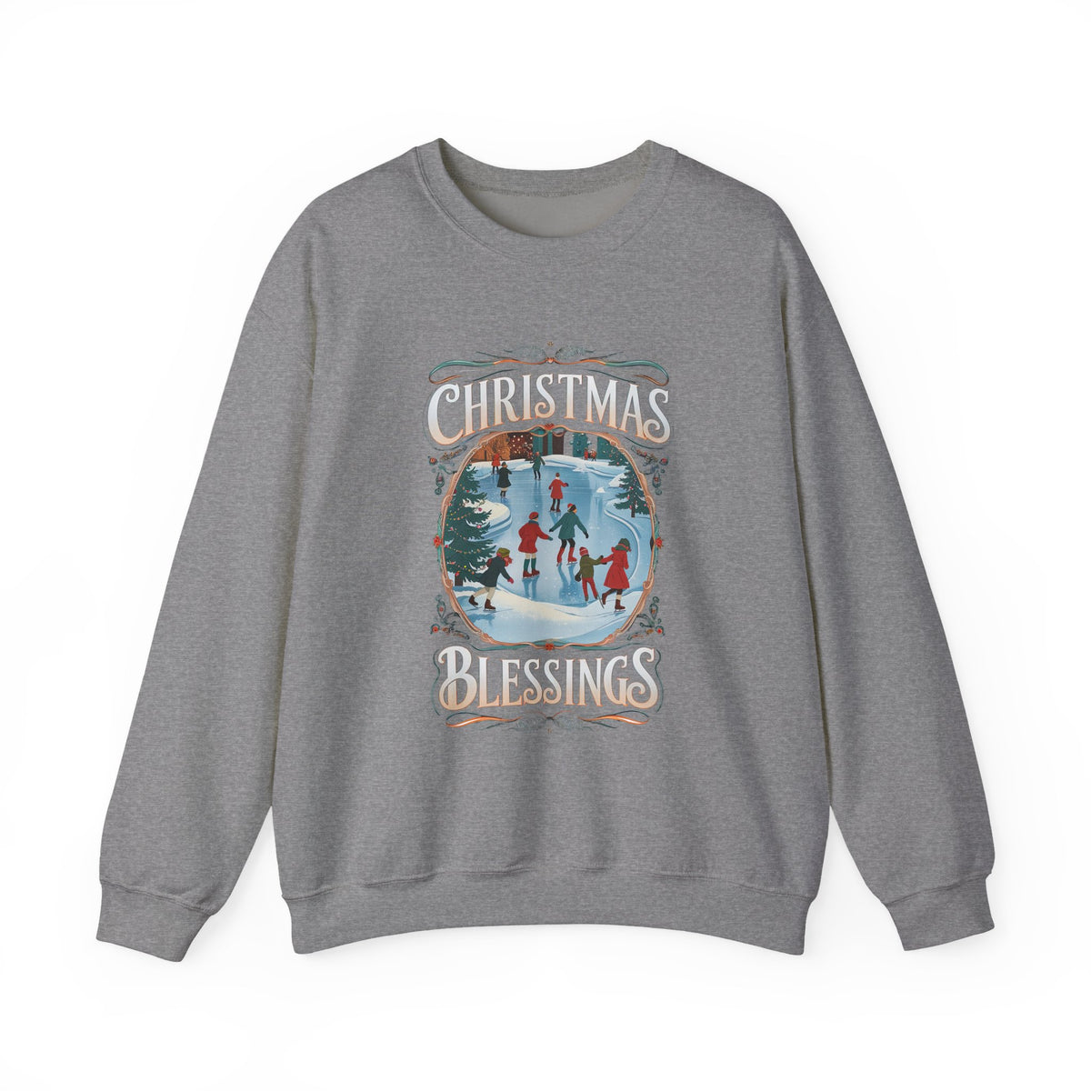 Christmas Blessings Ice Skating Crewneck Unisex Sweatshirt