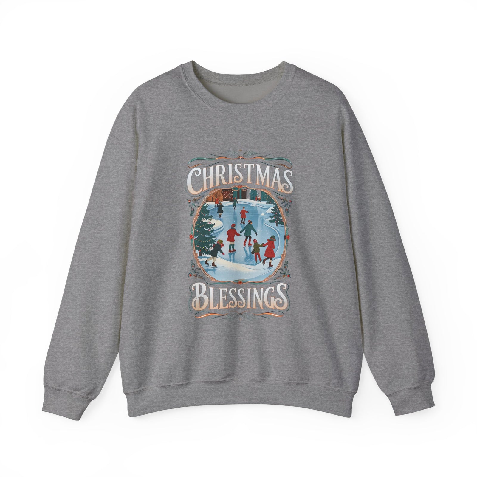 Christmas Blessings Ice Skating Crewneck Unisex Sweatshirt