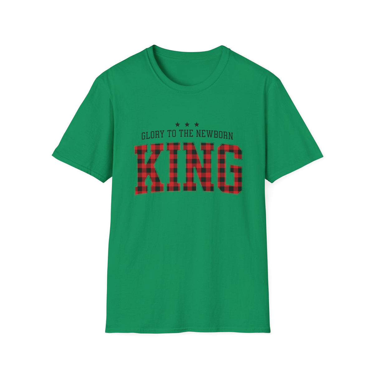 Glory to the Newborn King Christmas Season Unisex Tee Inspirational Buffalo Plaid T-Shirt