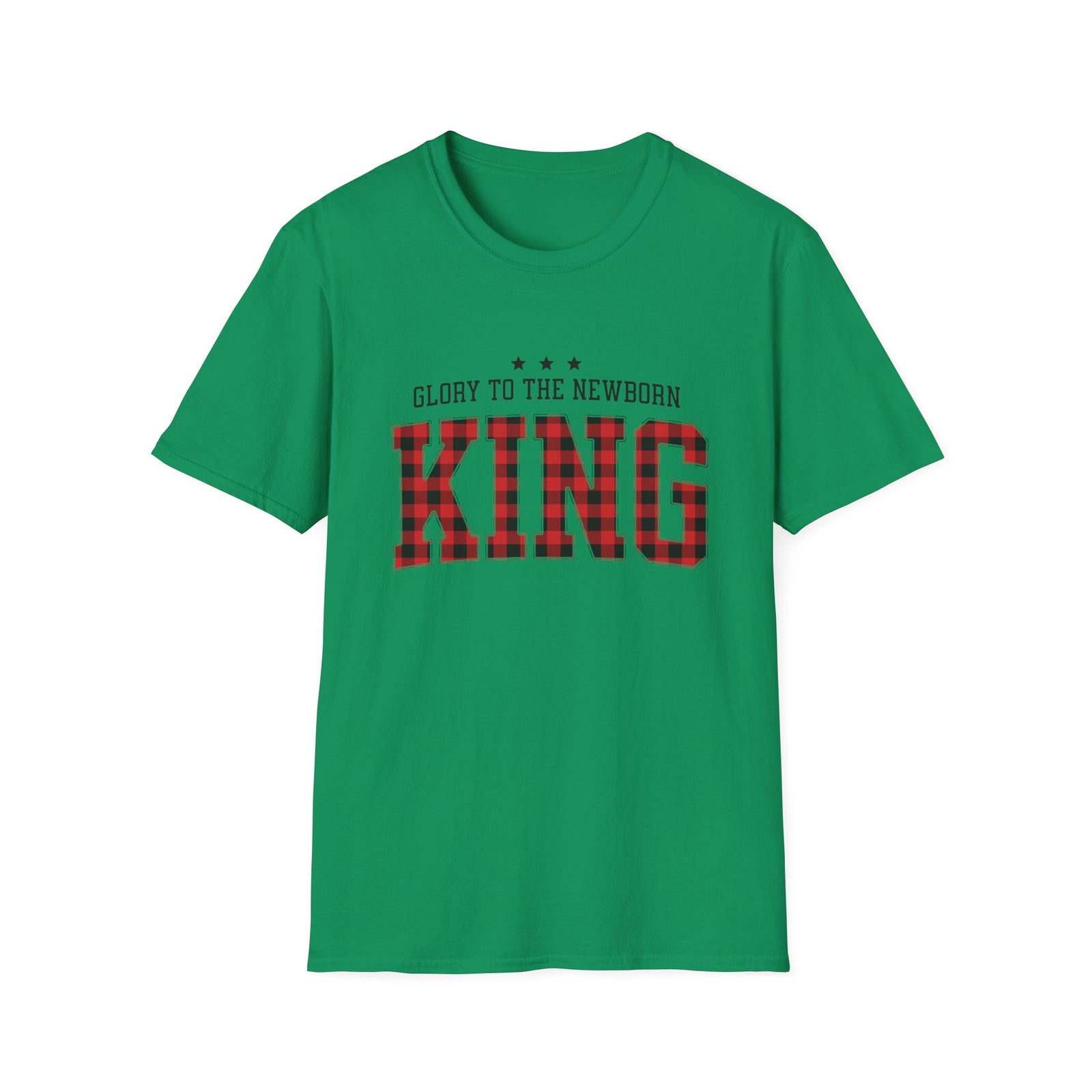 Glory to the Newborn King Christmas Season Unisex Tee Inspirational Buffalo Plaid T-Shirt