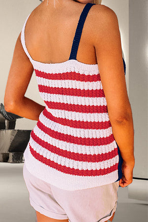 US Flag Theme V-Neck Knit Cami - Sydney So Sweet