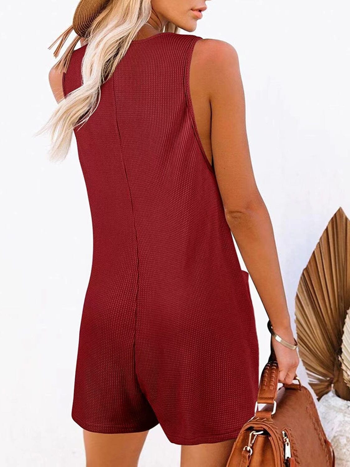 Full Size Pocketed Scoop Neck Sleeveless Romper - Sydney So Sweet