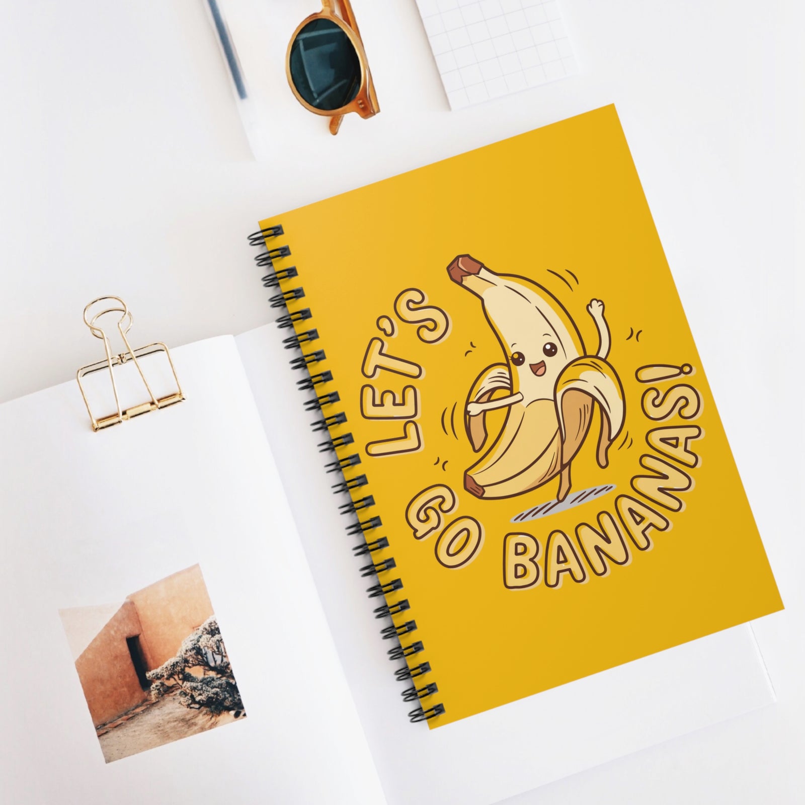 Let's Go Bananas! Spiral Notebook Cute Dancing Banana Ruled Journal