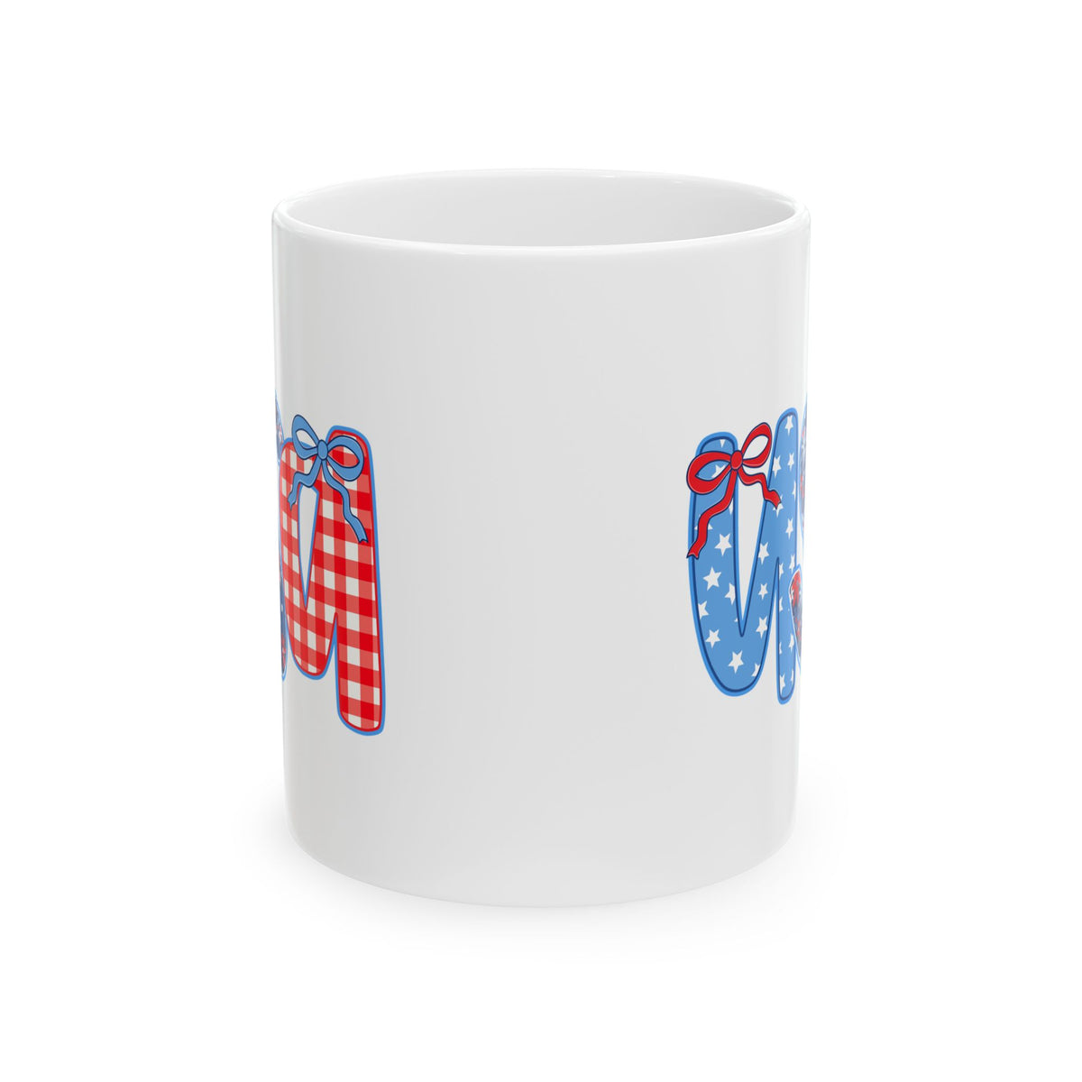 USA Coquette Bow Patriotic Cute Ceramic Mug Coffee Cup (11oz & 15oz)