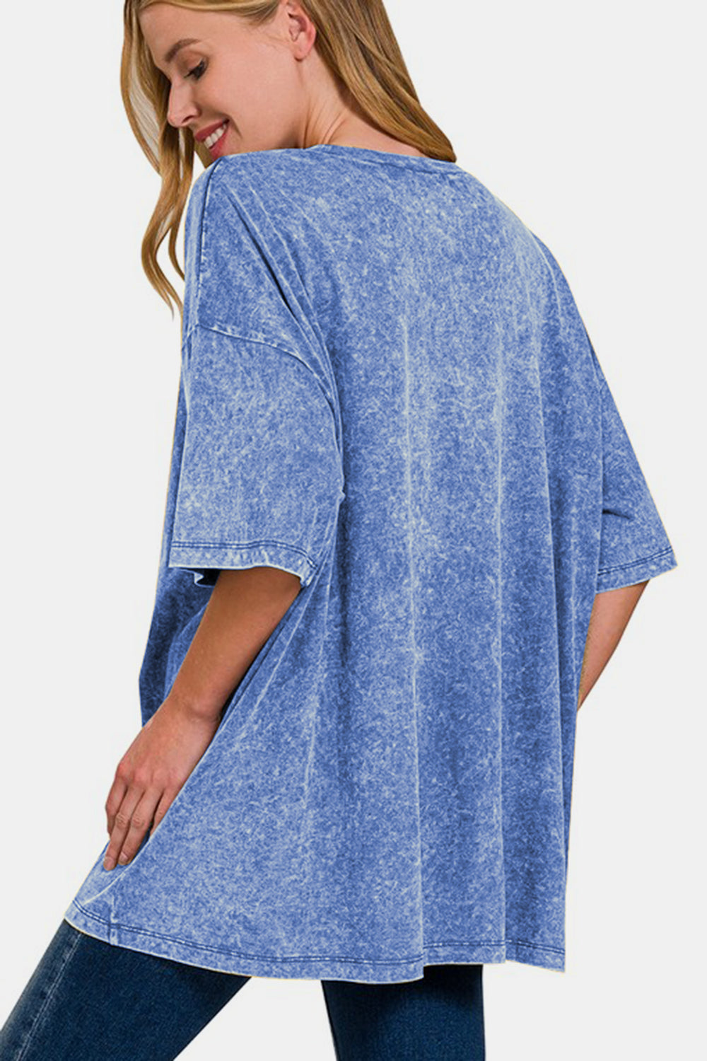 Zenana Full Size Washed Round Neck Drop Shoulder Oversized T-Shirt - Sydney So Sweet