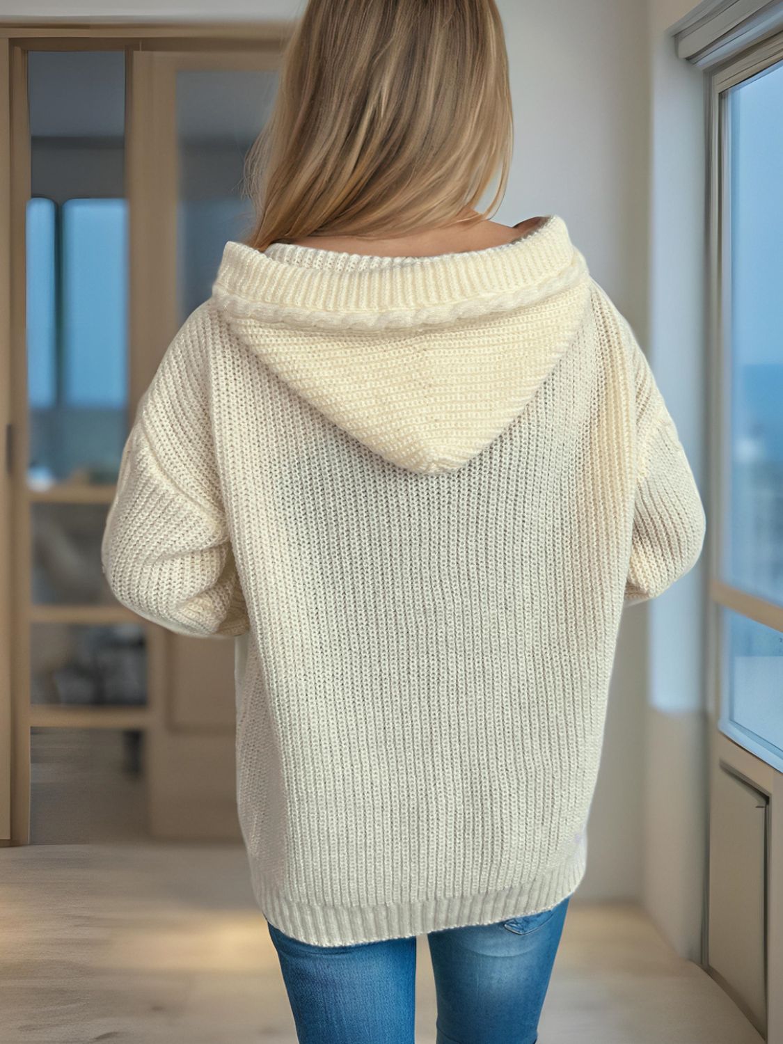 Cable-Knit Long Sleeve Hooded Cardigan - Sydney So Sweet