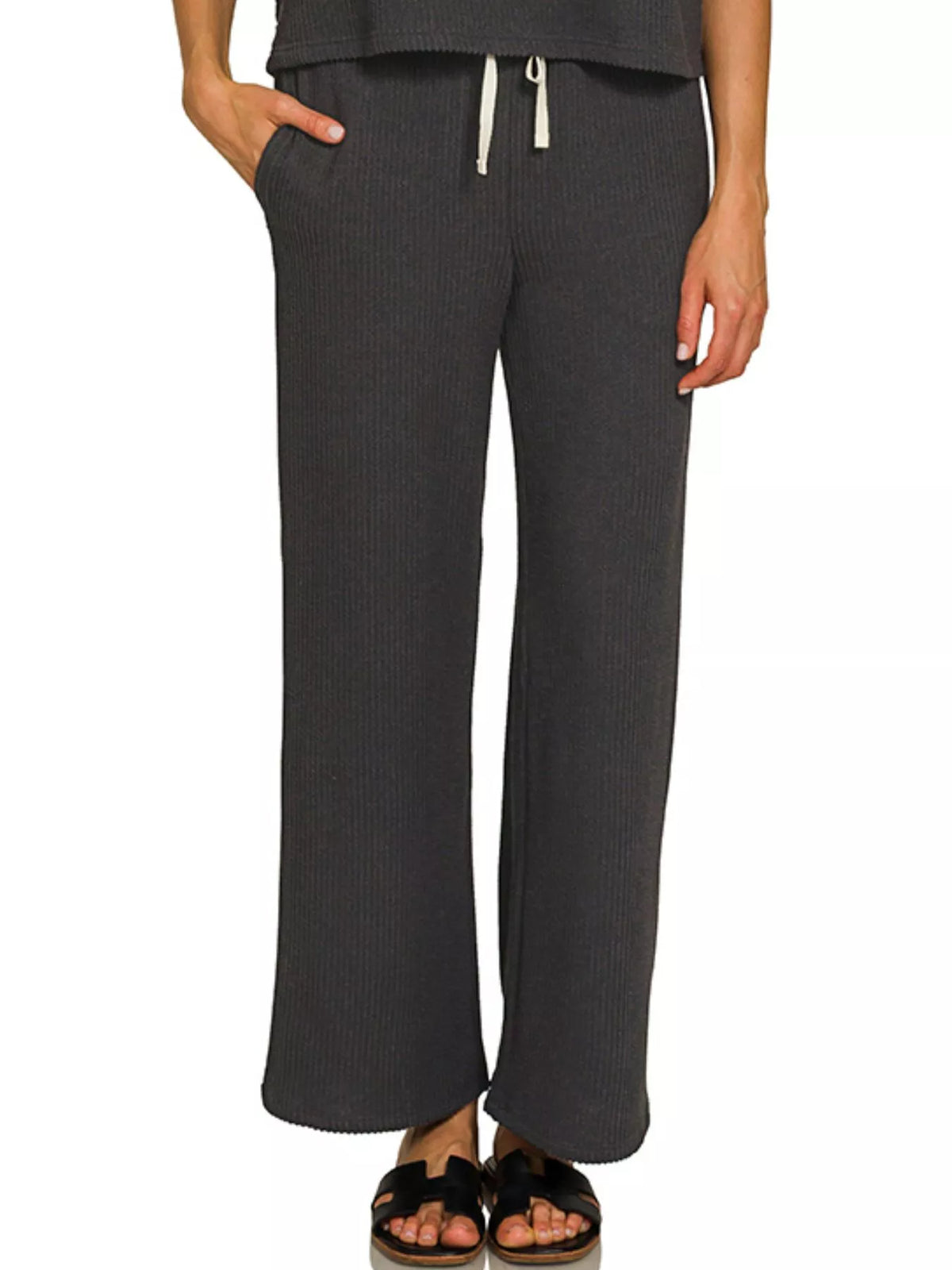 Zenana Raised Rib Short Sleeve Tee & Pants Set - Sydney So Sweet