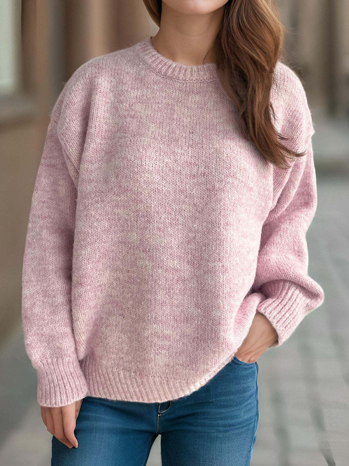 Round Neck Long Sleeve Sweater - Sydney So Sweet