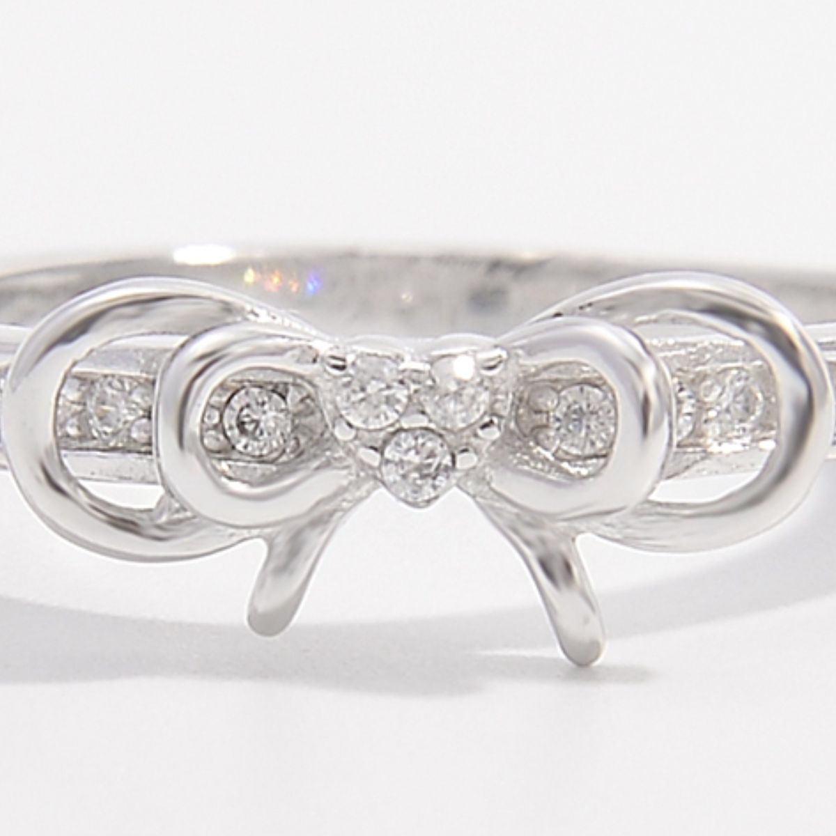 925 Sterling Silver Inlaid Zircon Bow Ring - Sydney So Sweet