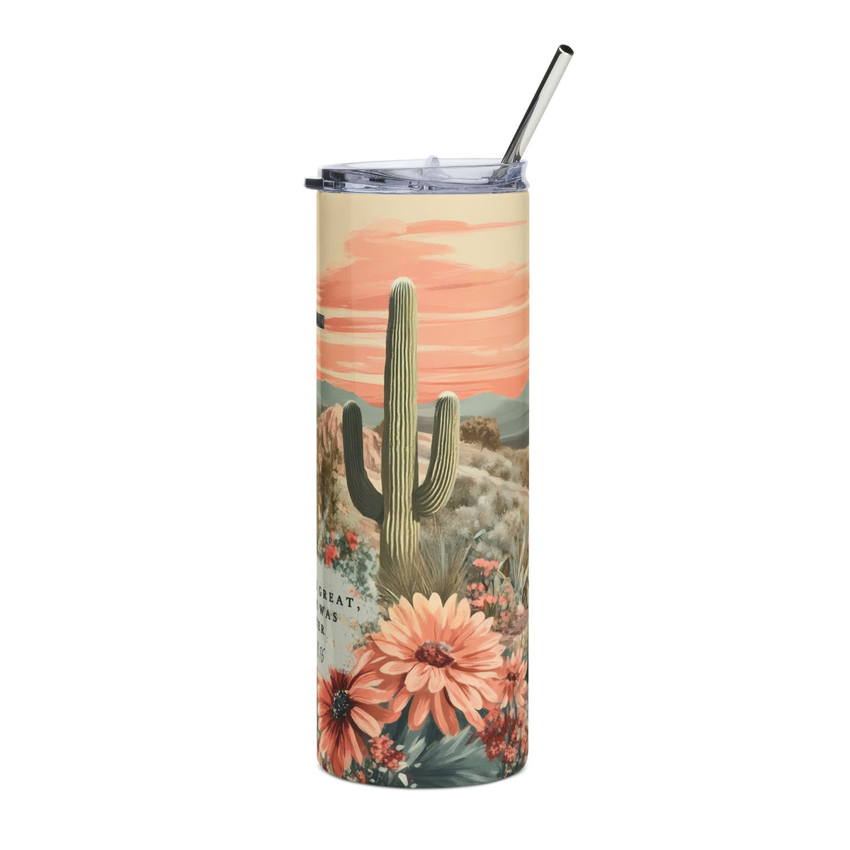 My Sin Was Great His Love Was Greater Floral Desert 20oz Faith Cross Stainless Steel Tumbler