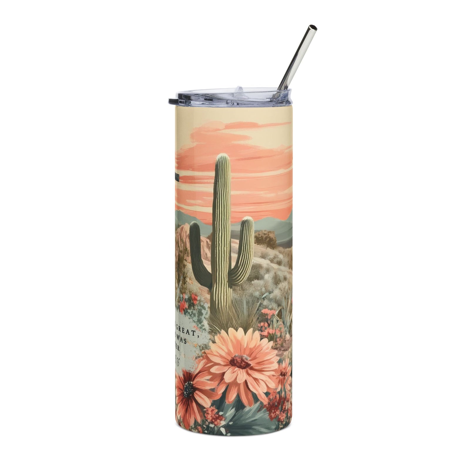 My Sin Was Great His Love Was Greater Floral Desert 20oz Faith Cross Stainless Steel Tumbler