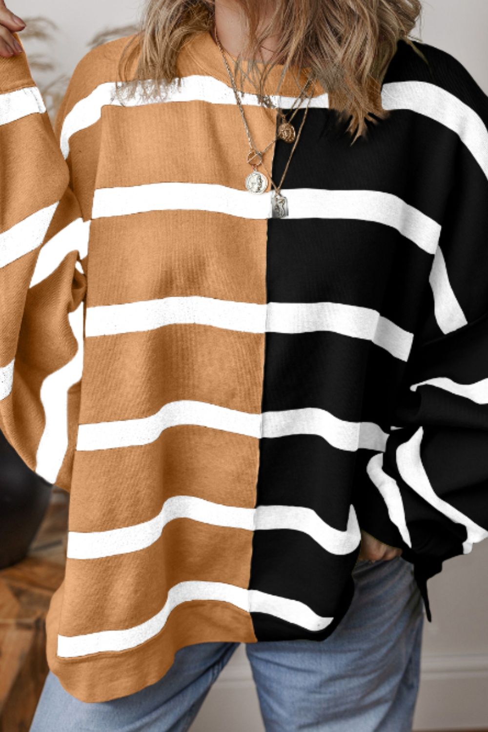 Contrast Striped Long Sleeve Sweatshirt - Sydney So Sweet