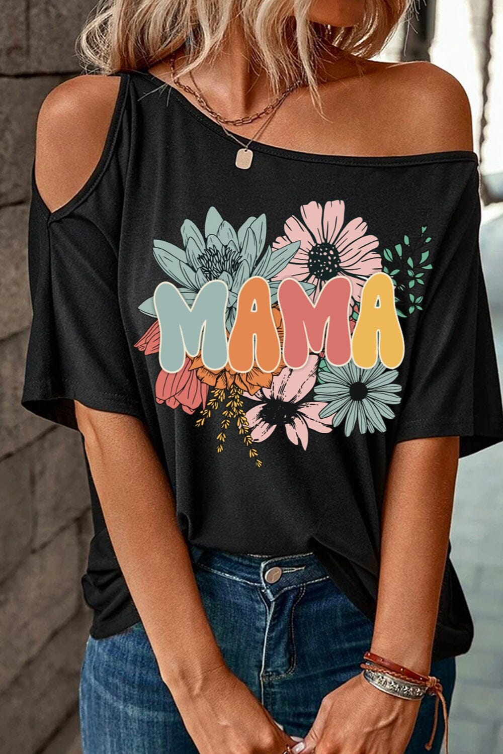 MAMA One Shoulder Half Sleeve T-Shirt - Sydney So Sweet