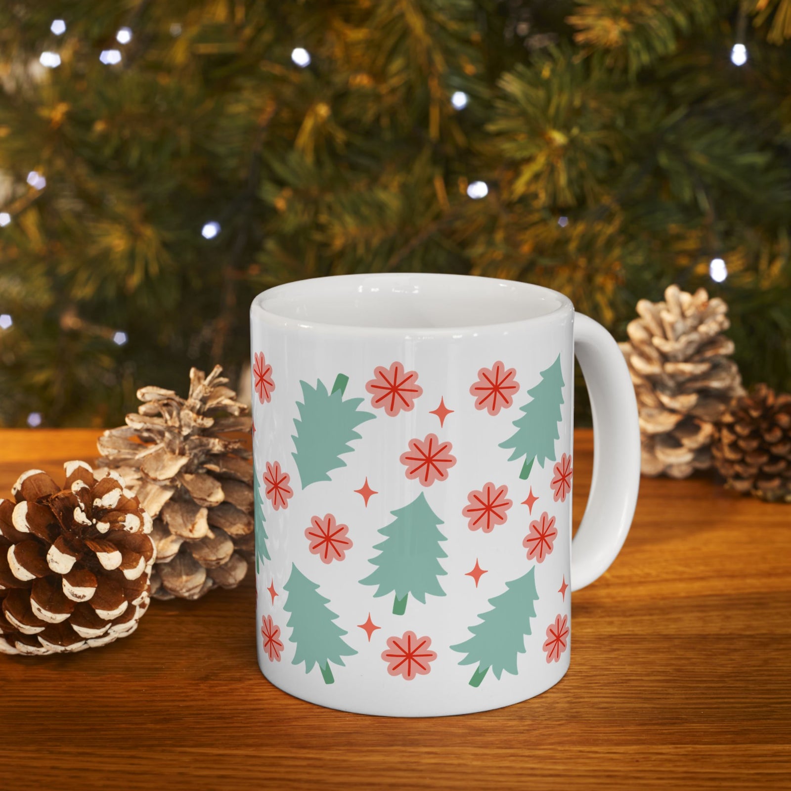 Holly Jolly Christmas Holiday Ceramic Mug Coffee Cup (11oz & 15oz)