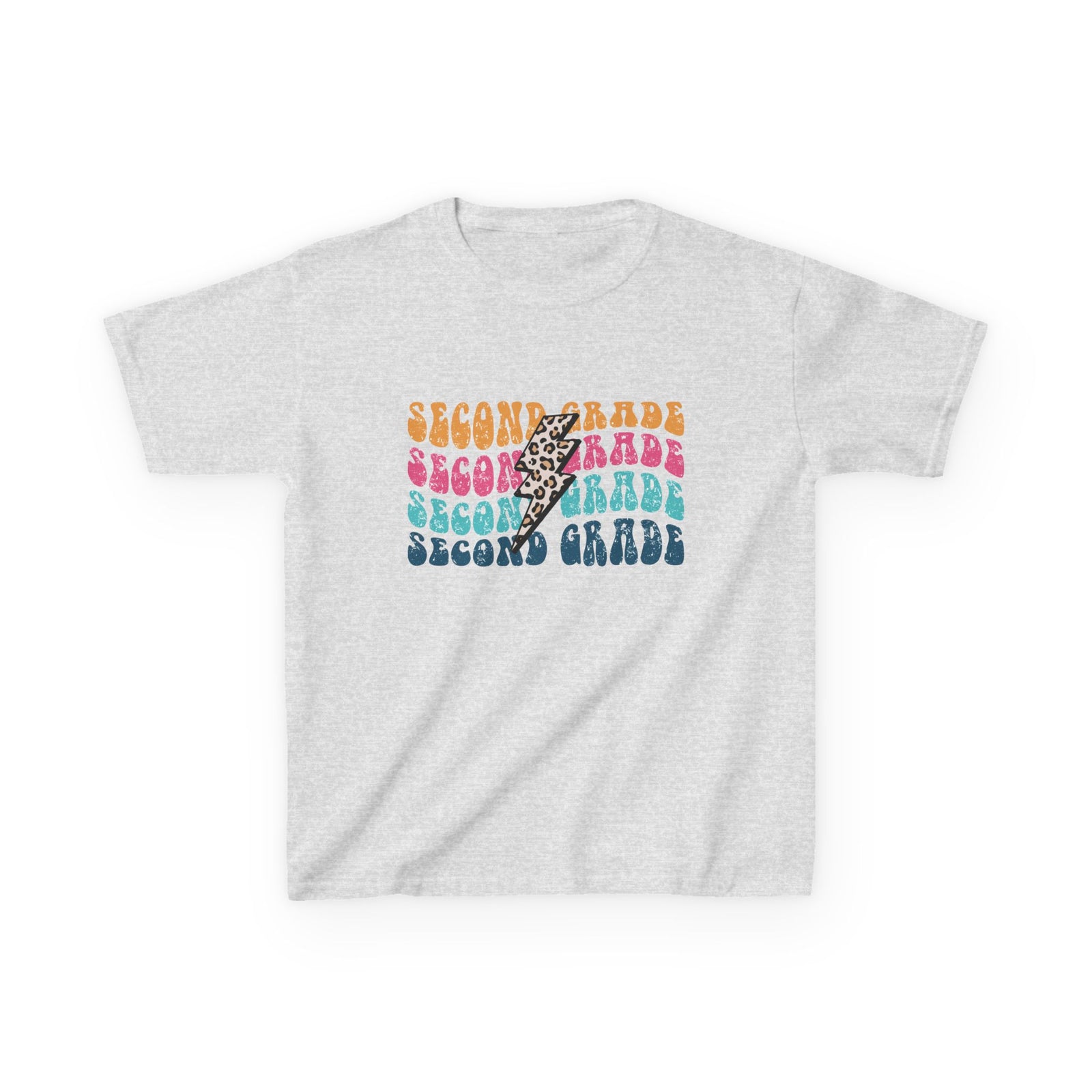 Second Grade Leopard Lightning Graphic Tee Back-to-School 2nd Grade Kids T-Shirt