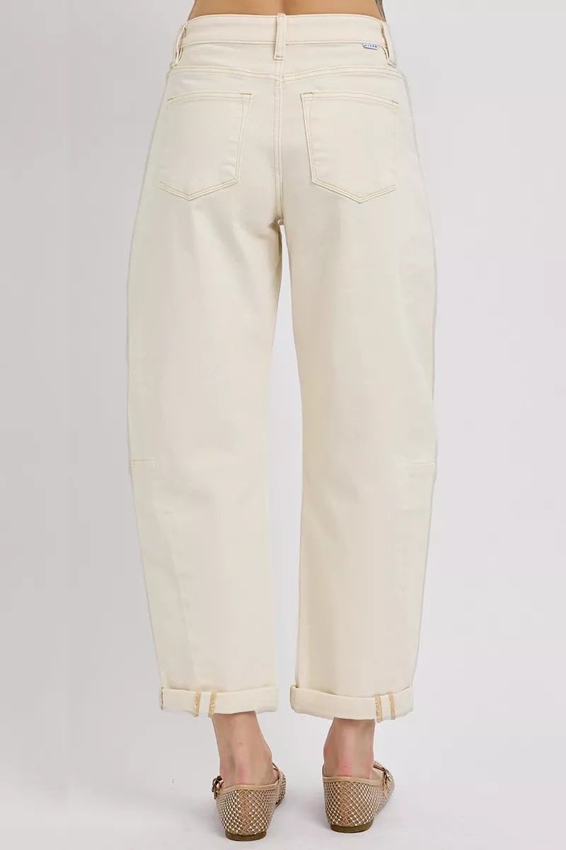 RISEN High Rise Relaxed Barrel Cuffed Jeans - Sydney So Sweet