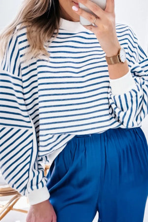 Striped Dropped Shoulder Long Sleeve Sweatshirt - Sydney So Sweet