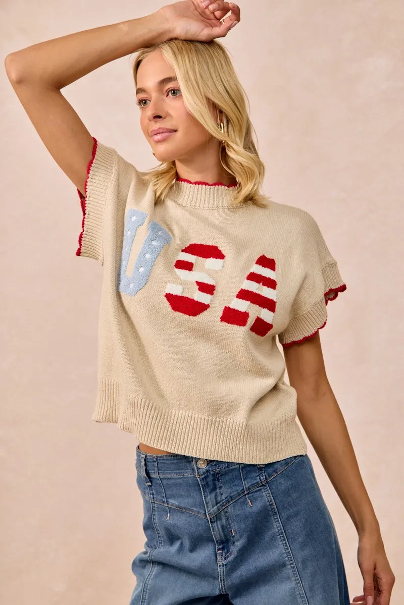 BiBi USA Patchwork Sweater Vest Top With Contrast Detail - Sydney So Sweet